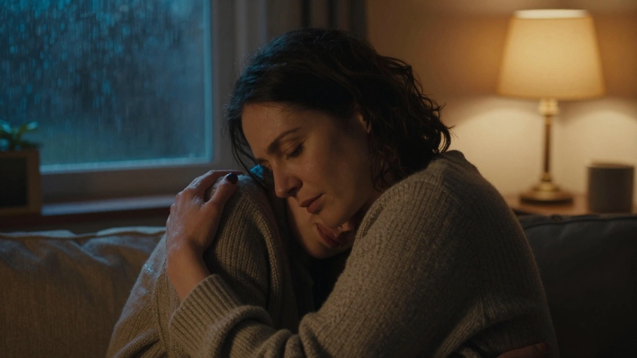 An adult finding comfort and security in their mother's embrace