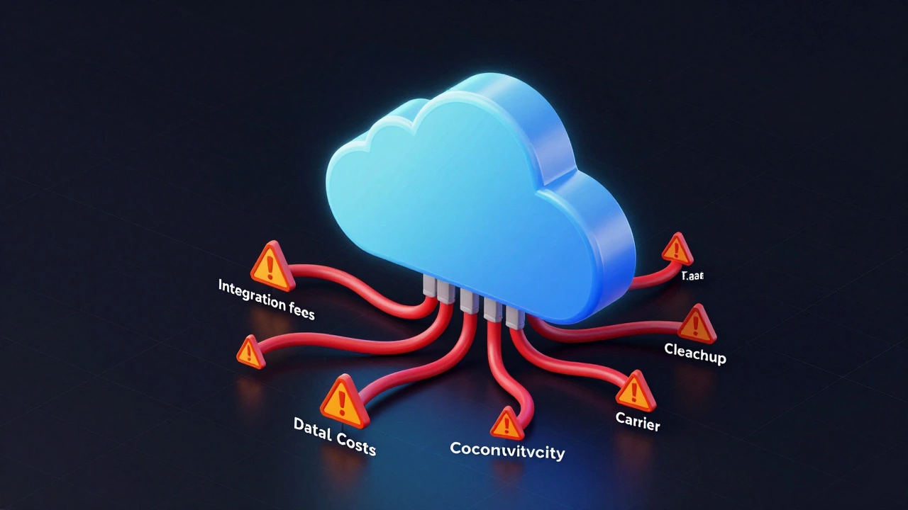 3D graphic of cloud server with tangled cables representing hidden tech fees