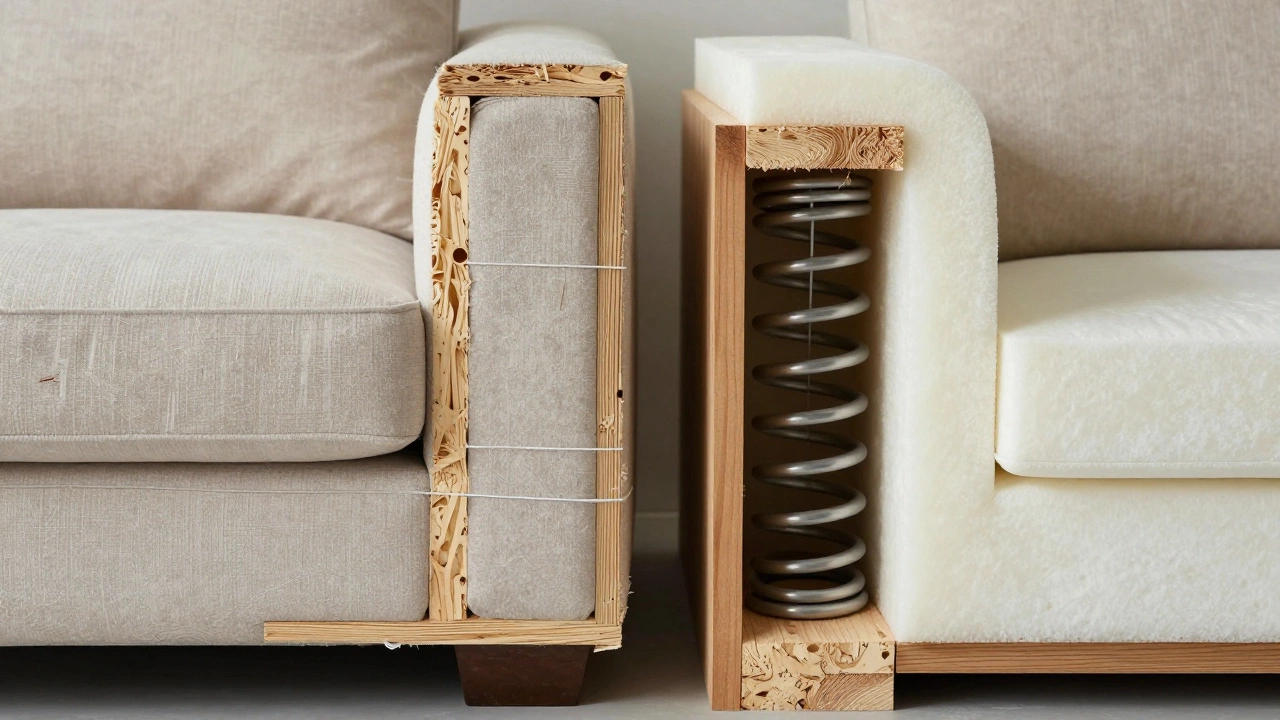 Cross-section comparison of cheap vs premium sofa internal structures