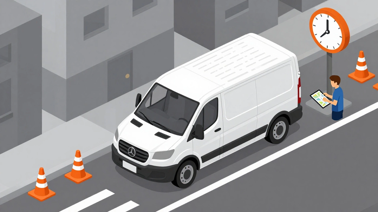 Delivery van on a city street illustrating last-mile logistics