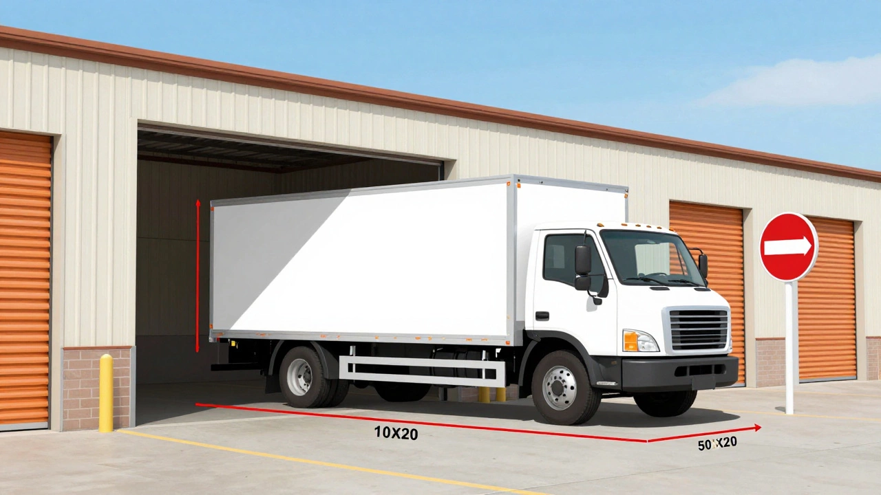 Pickup truck failing to fit through the standard door of a 10x20 storage unit