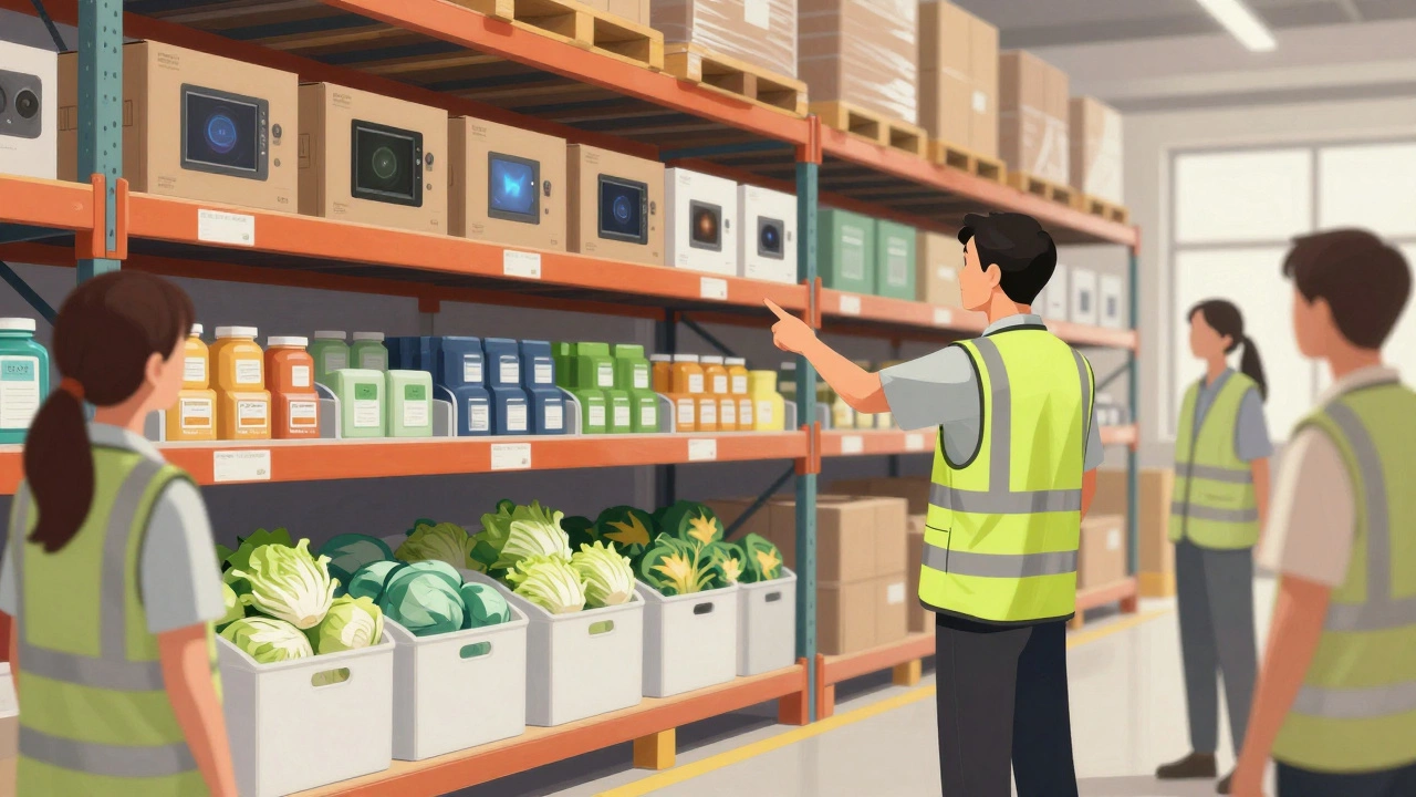 Warehouse staff learning safe storage for soft inventory