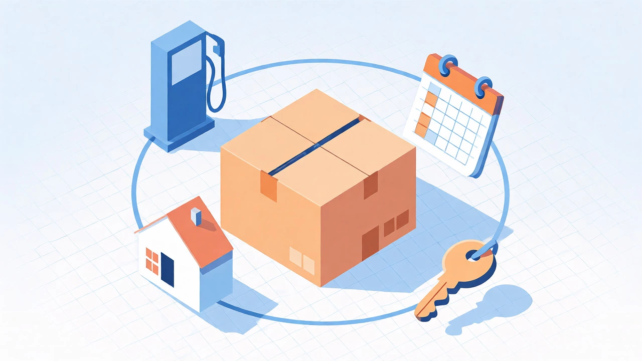 Isometric illustration of a package with fee icons