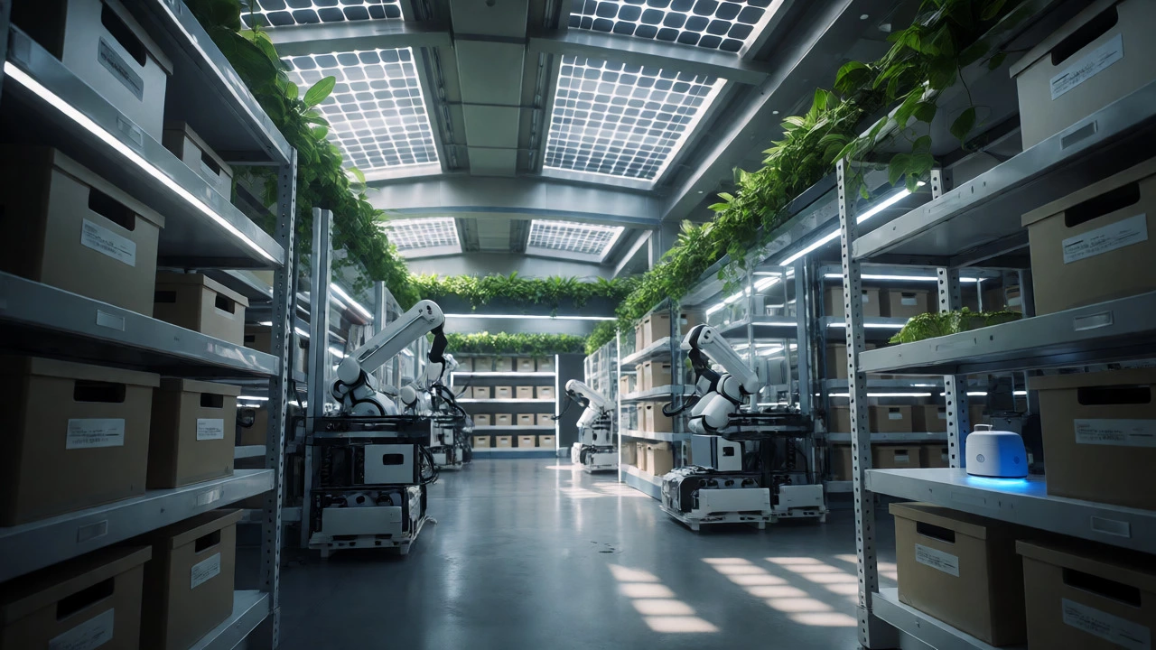 Robotic automated storage with solar lighting